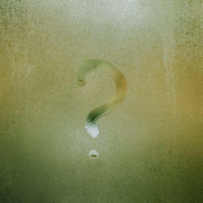 misted window with question mark